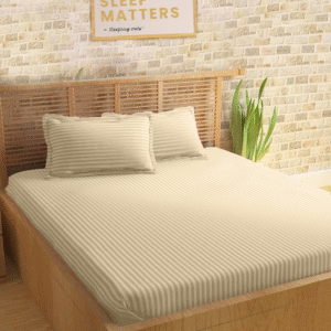 Sleeping Owls Colors210TC Soft 100% Cotton Stripe 1N Super King Bedsheet with 2N Pillow Covers