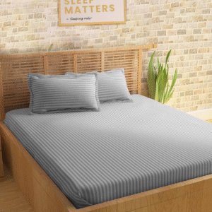 Sleeping Owls Colors210TC Soft 100% Cotton Stripe 1N Super King Bedsheet with 2N Pillow Covers