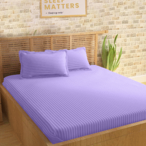 Sleeping Owls Colors210TC Soft 100% Cotton Stripe 1N Super King Bedsheet with 2N Pillow Covers