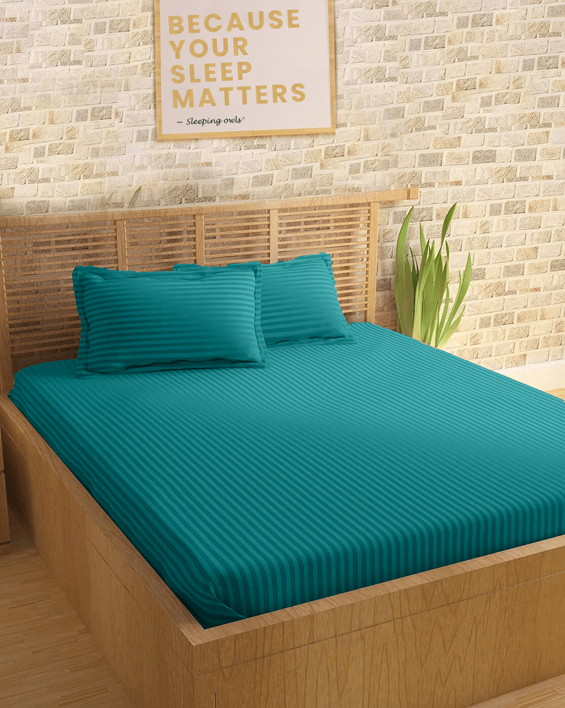 Sleeping Owls Colors210TC 100% Cotton Stripe 1N Super King Bedsheet with 2N Pillow Covers Sleeping Owls Colors210TC 100% Cotton Stripe 1N Super King Bedsheet with 2N Pillow Covers