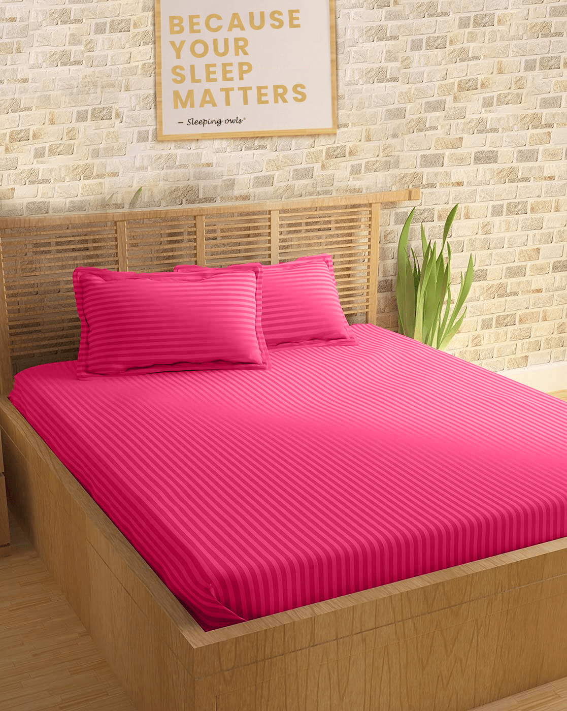 Sleeping Owls Colors210TC 100% Cotton Stripe 1N Super King Bedsheet with 2N Pillow Covers Sleeping Owls Colors210TC 100% Cotton Stripe 1N Super King Bedsheet with 2N Pillow Covers