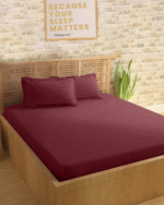 Sleeping Owls Colors210TC 100% Cotton Stripe 1N Super King Bedsheet with 2N Pillow Covers