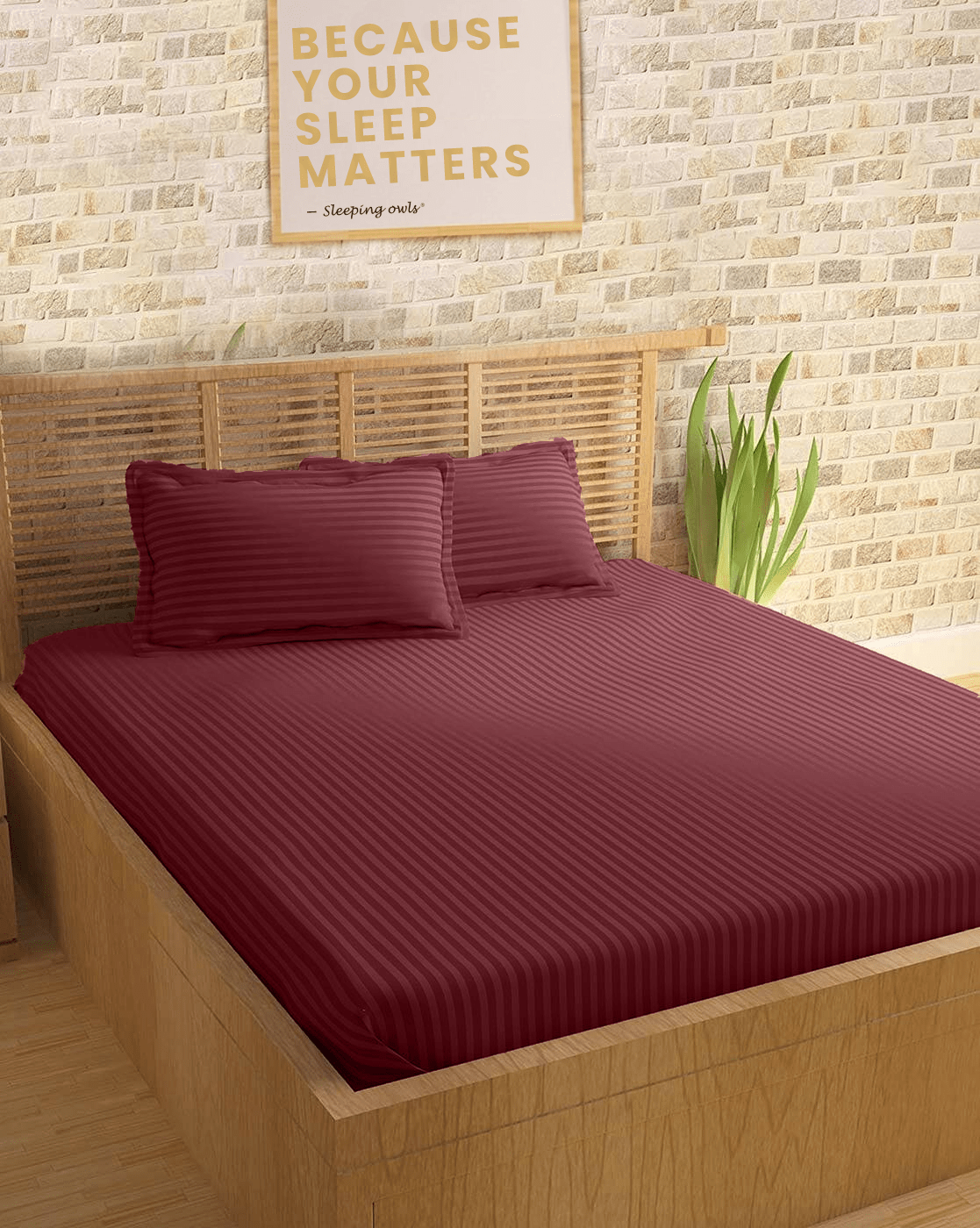 Sleeping Owls Colors210TC 100% Cotton Stripe 1N Super King Bedsheet with 2N Pillow Covers Sleeping Owls Colors210TC 100% Cotton Stripe 1N Super King Bedsheet with 2N Pillow Covers