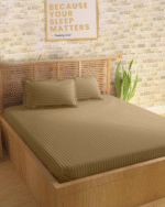 Sleeping Owls Colors210TC Soft 100% Cotton Stripe 1N Super King Bedsheet with 2N Pillow Covers