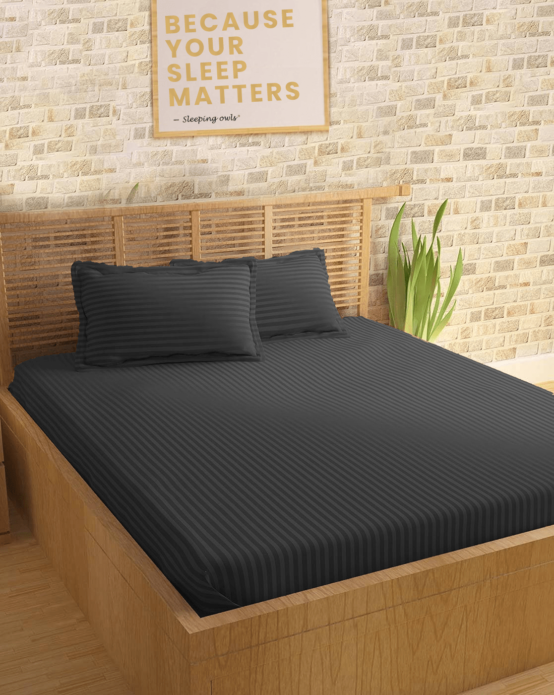 Sleeping Owls Colors210TC Soft 100% Cotton Stripe 1N Super King Bedsheet with 2N Pillow Covers Sleeping Owls Colors210TC Soft 100% Cotton Stripe 1N Super King Bedsheet with 2N Pillow Covers