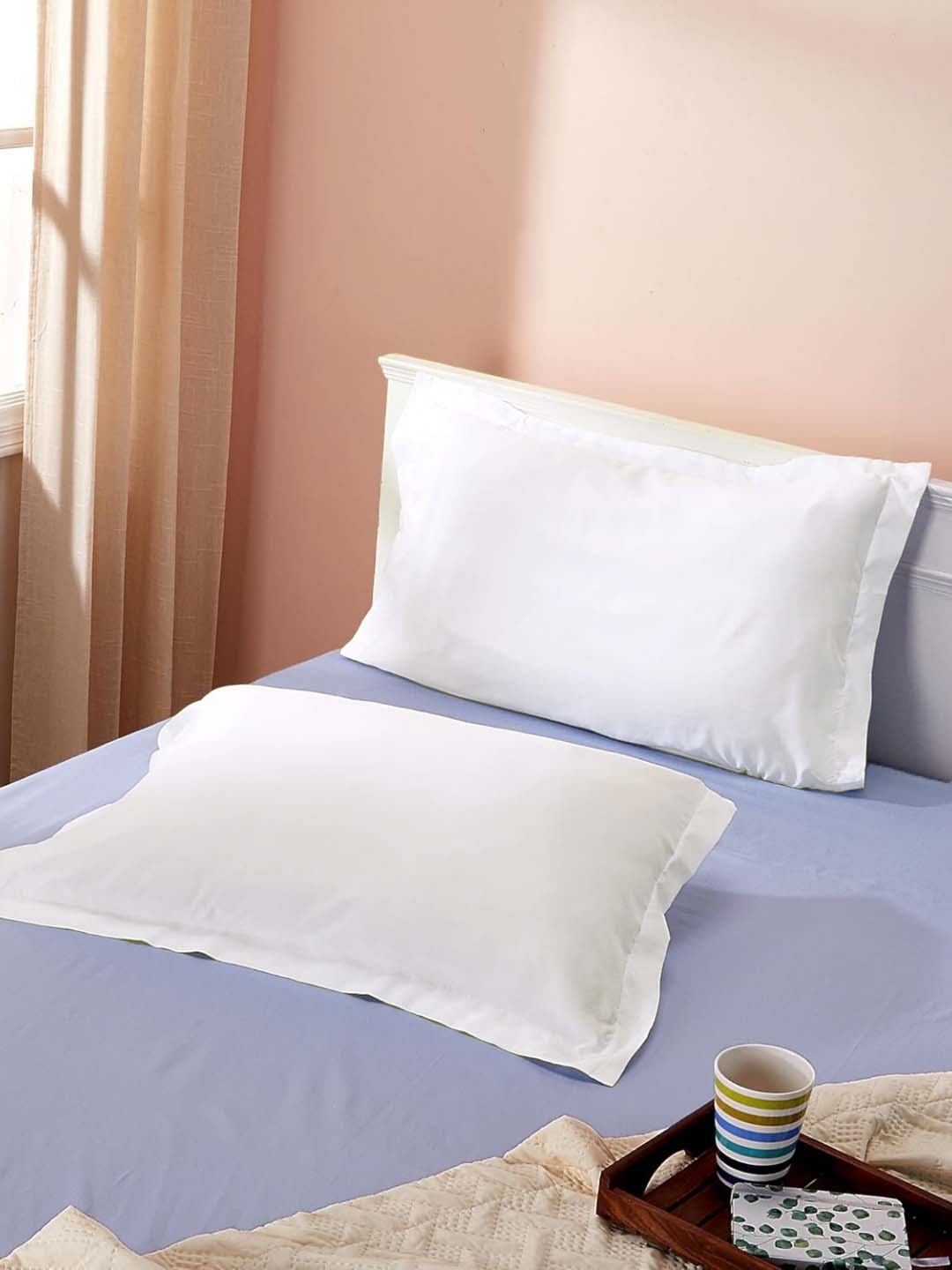 Sleeping Owls 100% Soft Cotton Solids 210TC Plain Set of 2 Pillow Covers