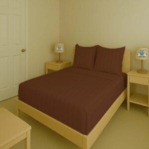 Sleeping Owls Color 300TC 100% Soft Cotton 1N Super king Bedsheet Set with 2CM Stripe & 2 Pillow Covers