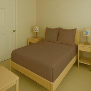 Sleeping Owls Color 300TC 100% Soft Cotton 1N Super King Bedsheet Set with 2CM Striped & 2 Pillow Covers