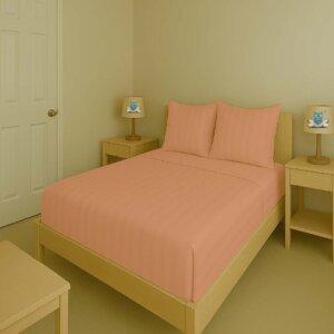 Sleeping Owls Color 300TC 100% Soft Cotton 1N Super King Bedsheet Set with 2CM Striped & 2 Pillow Covers