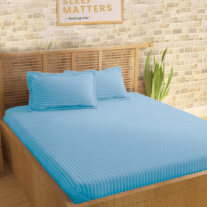 Sleeping Owls Colors210TC Soft 100% Cotton Stripe 1N Super King Bedsheet with 2N Pillow Covers