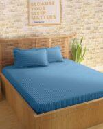 Sleeping Owls Colors210TC Soft 100% Cotton Stripe 1N Super King Bedsheet with 2N Pillow Covers