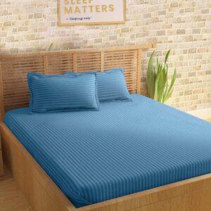 Sleeping Owls Colors210TC Soft 100% Cotton Stripe 1N Super King Bedsheet with 2N Pillow Covers