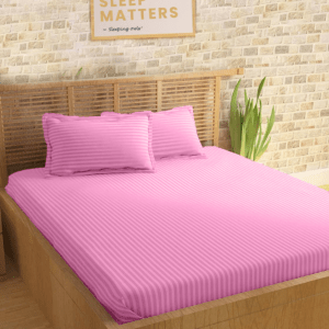 Sleeping Owls Colors210TC 100% Soft Cotton stripe 1 Super King Bedsheet with 2 Pillow Covers