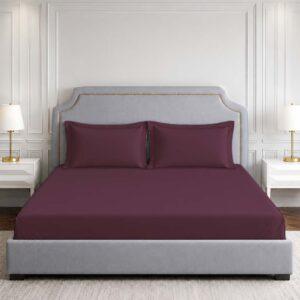 Sleeping Owls Solids 210TC 100% Cotton Plain Super King Bedsheet with 2 pillow Covers