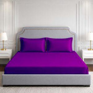Sleeping Owls Solids 210TC 100% Cotton Plain Super King Bedsheet with 2 pillow Covers