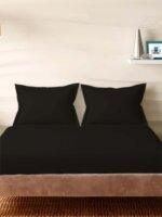 Sleeping Owls Solids 210TC 100% Cotton Plain Super King Bedsheet with 2 pillow Covers