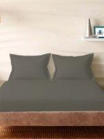 Sleeping Owls Solids 210TC 100% Cotton Plain Super King Bedsheet with 2 pillow Covers