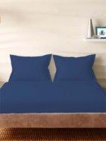 Sleeping Owls Solids 210TC 100% Cotton Plain Super King Bedsheet with 2 pillow Covers