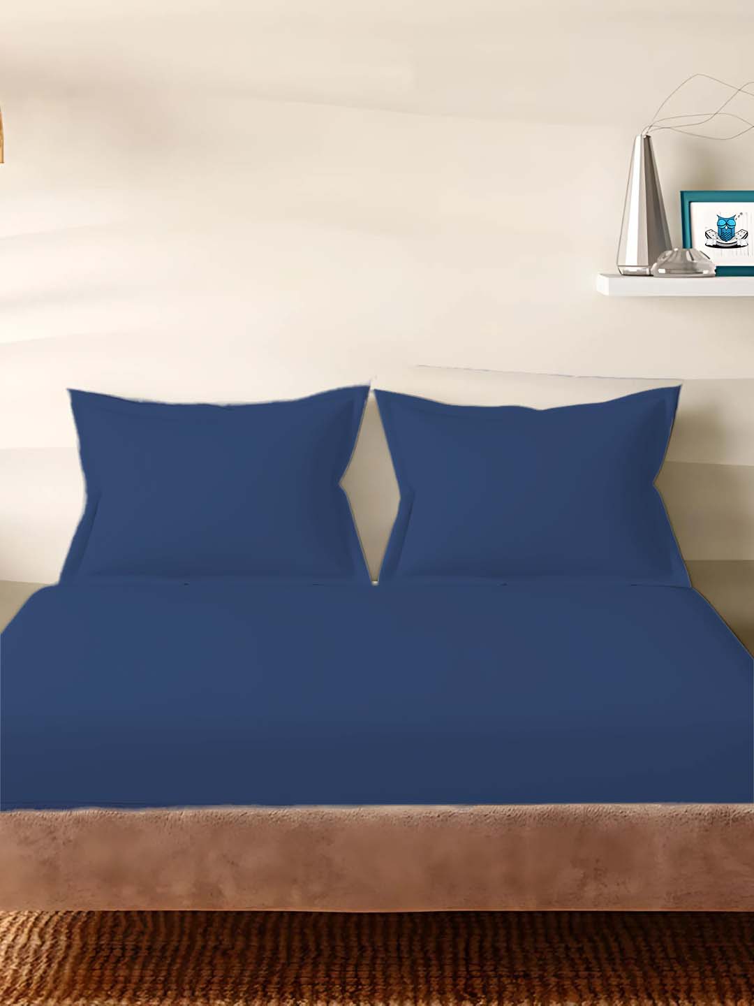 Sleeping Owls Solids 210TC 100% Cotton Plain Super King Bedsheet with 2 pillow Covers Sleeping Owls Solids 210TC 100% Cotton Plain Super King Bedsheet with 2 pillow Covers