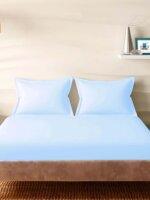 Sleeping Owls Solids 210TC 100% Cotton Plain Super King Bedsheet with 2 pillow Covers