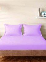 Sleeping Owls Solids 210TC 100% Cotton Plain Super King Bedsheet with 2 pillow Covers