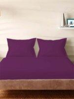 Sleeping Owls Solids 210TC 100% Cotton Plain Super King Bedsheet with 2 pillow Covers