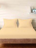 Sleeping Owls Solids 210TC 100% Cotton Plain Super King Bedsheet with 2 pillow Covers