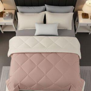 Sleeping Owls 100% Soft Cotton Microfiber Filling Reversible Solid Comforter