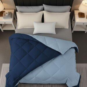 Sleeping Owls 100% Soft Cotton Microfiber Filling Reversible Solid Comforter