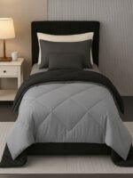 Sleeping Owls 100% Soft Cotton Microfiber Filling Reversible Solid Comforter