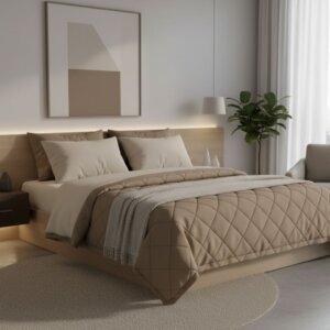 Sleeping Owls Soft Fluffy Micro Solid Plain Reversible Comforters - Sand + Coco