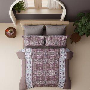 Sleeping Owls Satiny Twill Weave 210TC 100% Soft Cotton Printed 1 Super King Bedsheet with 2 Pillow Covers