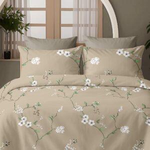 Sleeping Owls Satiny Twill Weave 210TC 100% Soft Cotton Printed 1 Super King Bedsheet with 2 Pillow Covers