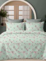 Sleeping Owls Satiny Twill Weave 188TC 100% Soft Cotton Printed 1 Super King Bedsheet with 2 Pillow Covers