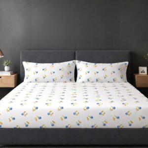 Sleeping Owls 100% Soft Cotton Allure Emperor 210TC Super King Bedsheet With 2 Pillow Covers