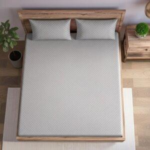 Sleeping Owls 100% Soft Cotton Jacquard 300TC checked Super King Bedsheet with 2 Pillow Cover - SILVER GREY Sleeping Owls 100% Soft Cotton Jacquard 300TC checked Super King Bedsheet with 2 Pillow Cover - SILVER GREY