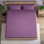 Sleeping Owls 100% Soft Cotton Jacquard 300TC checked Super King Bedsheet with 2 Pillow Cover - PLUM