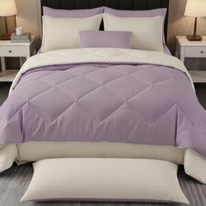 Sleeping Owls 100% Soft Cotton Microfiber Filling Reversible Solid Comforter