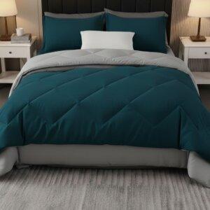 Sleeping Owls 100% Soft Cotton Microfiber Filling Reversible Solid Comforter