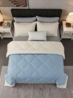 Sleeping Owls 100% Soft Cotton Microfiber Filling Reversible Solid Comforter