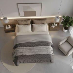 Sleeping Owls 100% Soft Cotton Microfiber Filling Reversible Solid Comforter