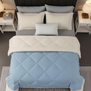 Sleeping Owls 100% Soft Cotton Microfiber Filling Reversible Solid Comforter