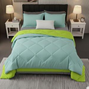 Sleeping Owls 100% Soft Cotton Microfiber Filling Reversible Solid Comforter