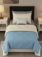 Sleeping Owls 100% Soft Cotton Microfiber Filling Reversible Solid Comforter