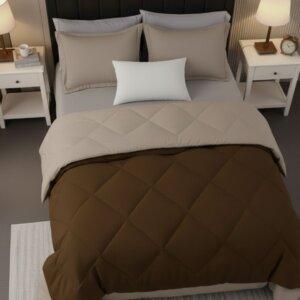 Sleeping Owls 100% Soft Cotton Microfiber Filling Reversible Solid Comforter