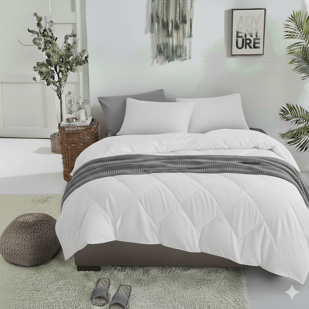 Sleeping Owls 100% Soft Cotton Microfiber Filling Solid Plain Comforter