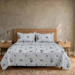 Sleeping Owls 100% Soft Cotton Allure Emperor 210TC Super King Bedsheet With 2 Pillow Covers