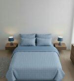 Sleeping Owls 100% Soft Cotton Jacquard 300TC checked Super King Bedsheet with 2 Pillow Covers