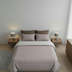 Sleeping Owls 100% Soft Cotton Jacquard 300TC checked Super King Bedsheet with 2 Pillow Covers