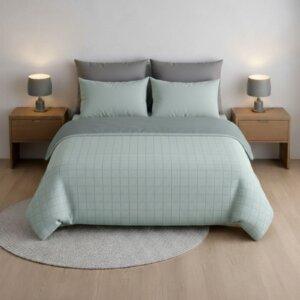 Sleeping Owls 100% Soft Cotton Jacquard 300TC checked Super King Bedsheet with 2 Pillow Covers